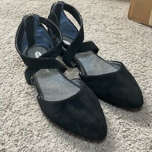 Dr. Scholl's Adjustify Ankle Strap Flat Black Smooth Women’s 7M Memory Foam Cool